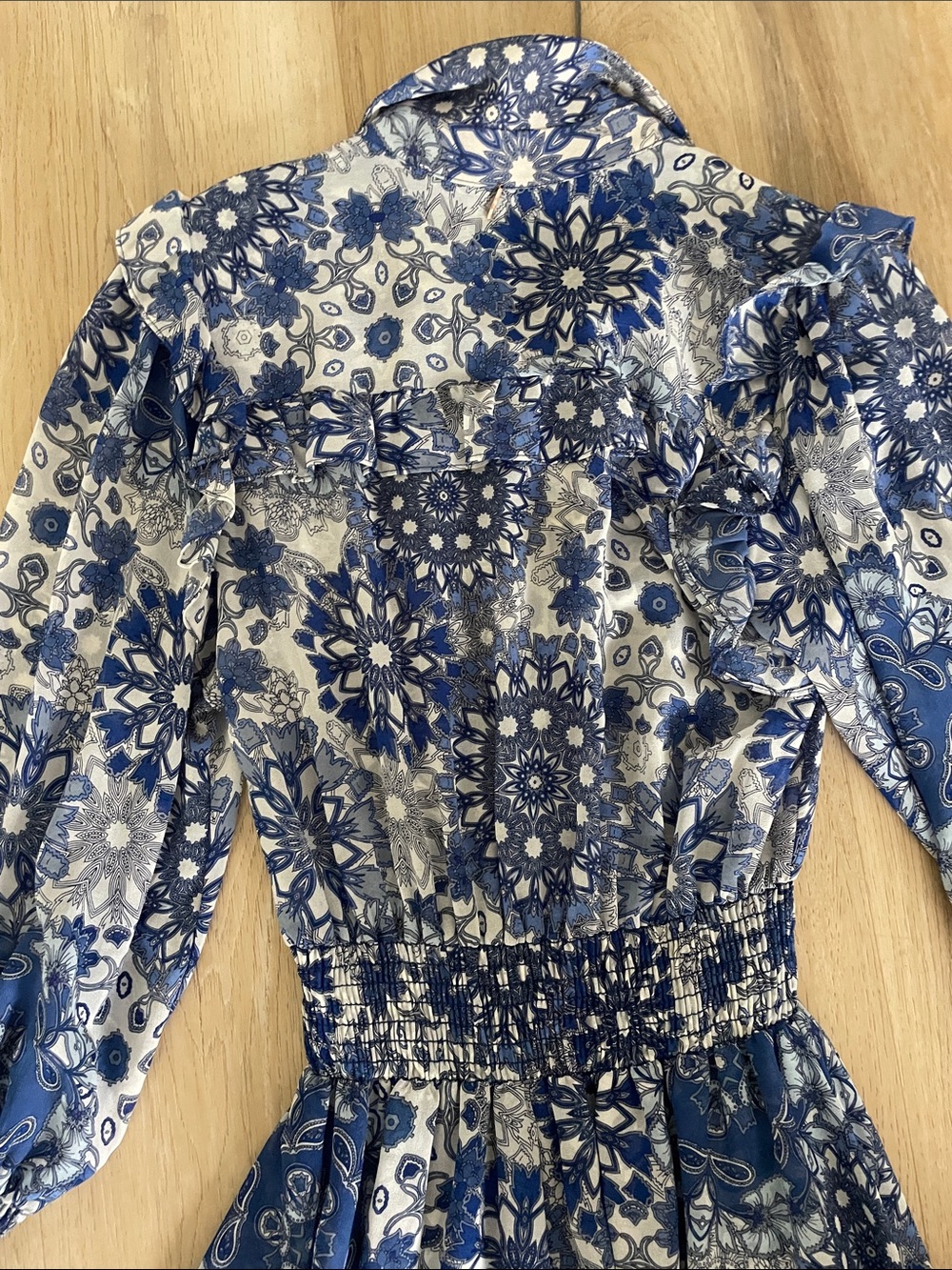 Misa Los Angeles Blue and White Floral Long-Sleeve Maxi Dress - Picture 6 of 6
